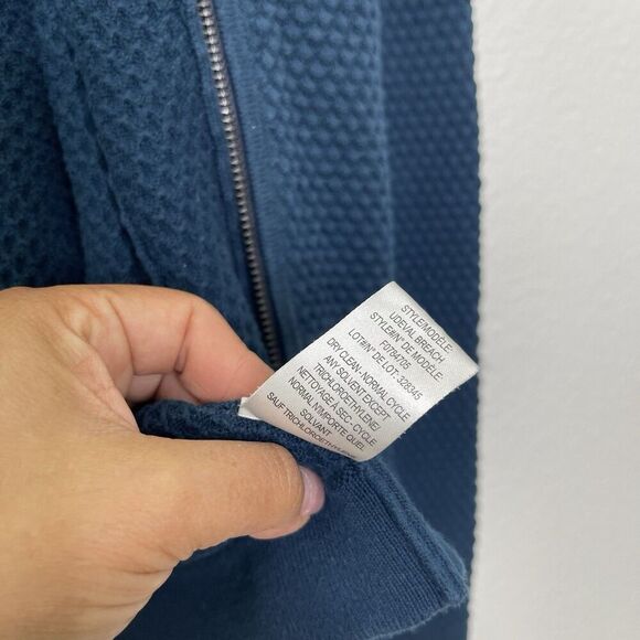 Theory Mens Zip Up Sweater Large Waffle Knit Udeval Breach Mock Neck Cardigan - Picture 9 of 11